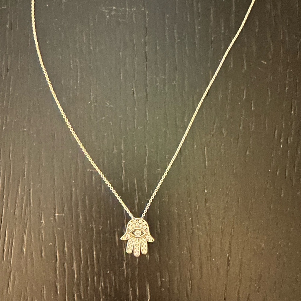 Roberto Coin Tiny Treasures White Gold and diamonds Hamsa Pendant Necklace